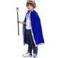 King Costume For Kids Robe Crown Scepter Set Boys Royal Prince Cape Dress Up Cosplay Blue