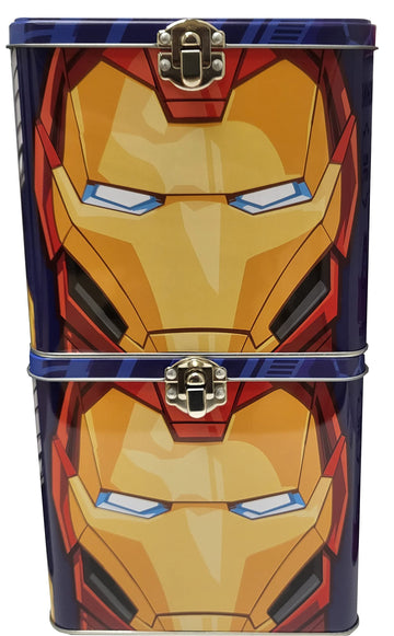 The Tin Box Marvel Avengers Stack Store And Carry Tin. Stackable Tin Box With Handle, Blue