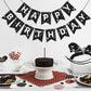 Hooqict Glitter Black Happy Birthday Banner Sign For Backdrop Black Birthday Decorations For Men Women Party Supplies Wall Door Banner Garland Bunting Flag