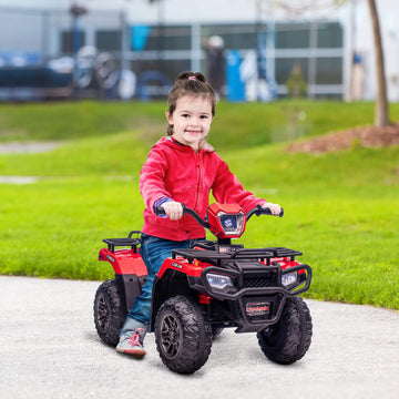 Aosom 12V Ride on ATV for Kids, Kids Electric 4 Wheeler 2.5MPH with Headlight, Music, MP3, Treaded Tires, Battery Powered Quad f