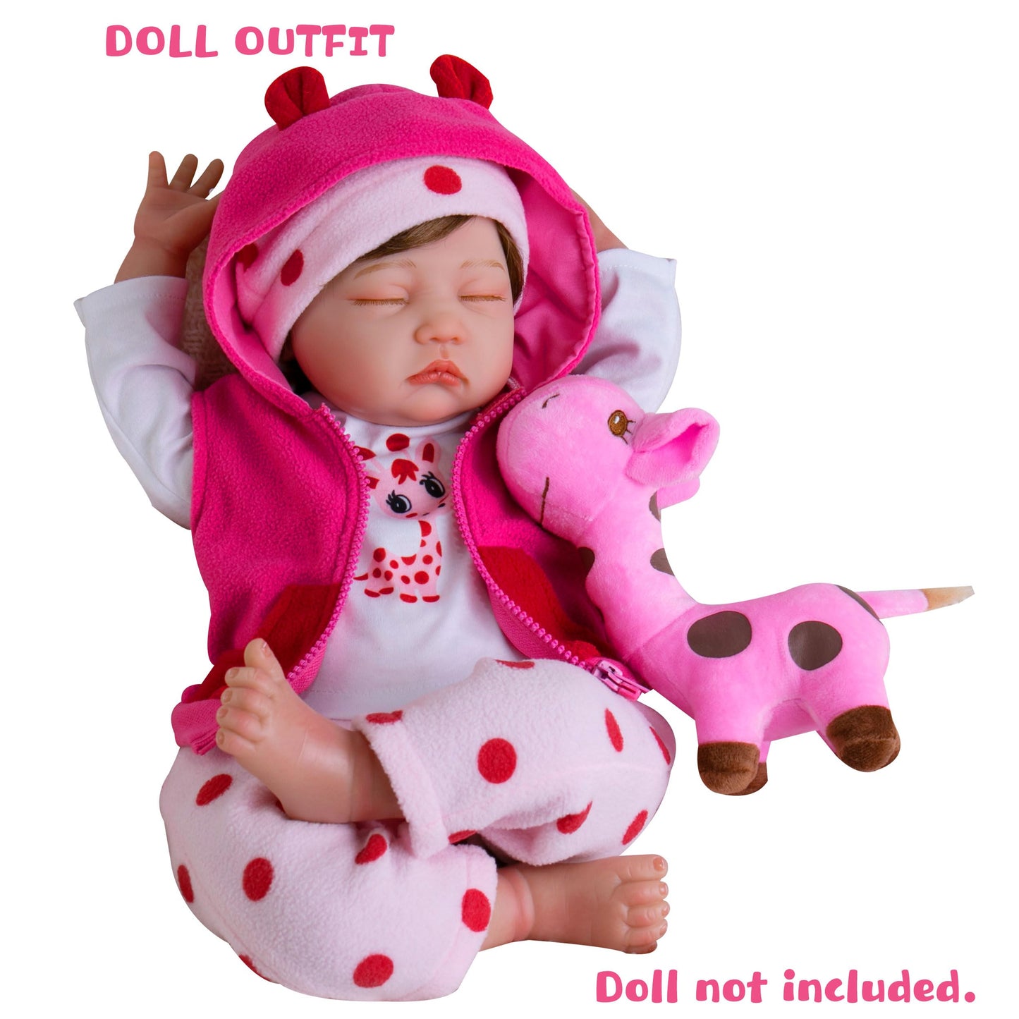 Ekokiz Reborn Baby Dolls Clothes Girl Cute Pink Baby Clothes Dolls Clothes 17-22 Inches Accessories Set For Reborn Doll Newborn