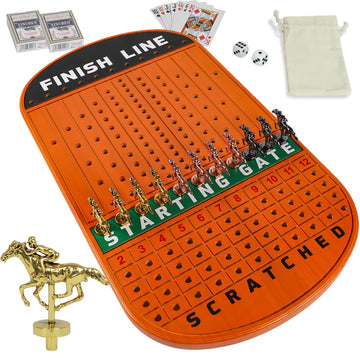 Horow Large 21 Inches Horse Racing Board Game Thicken Wood Horse Race Card And Dice Board Game Luxury Edition Set With 11 Metal