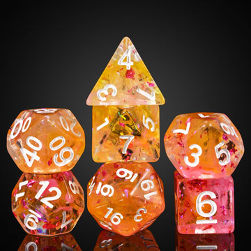 HDdais DND Dice Set, 7PCS Polyhedral Dice Set Filled with Red Foil for Dungeons and Dragons, D&D Dice for Role Playing Game and 
