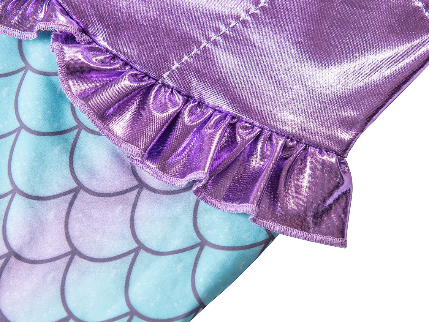 Funna Little Mermaid Costume For Girls Princess Dress Up With Accessories Wig Purple, 5T