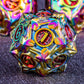 Kerwellsi 7Pcs Polyhedral Metal Dnd Dice Set D&D With Gift Box, Rainbow Red Nature Vines Leaf Dungeons And Dragons Role Playing