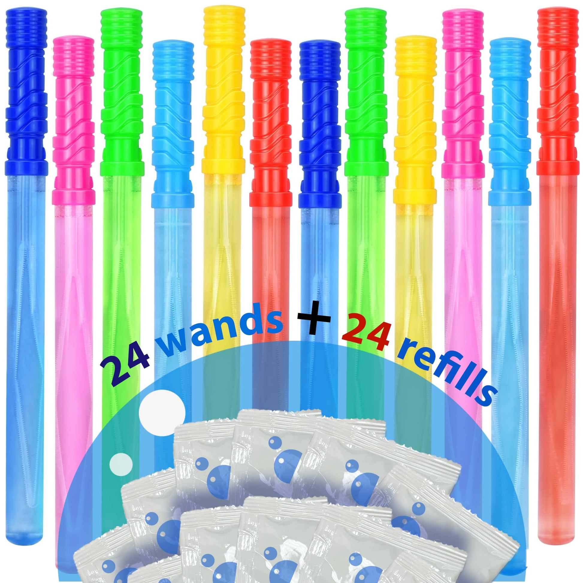 Giftexpress 24 Pcs Big Bubble Wands And Solution - 14.6'' Large Bubble Wands And Bubble Refills Solution For Easter, Pool, Beach