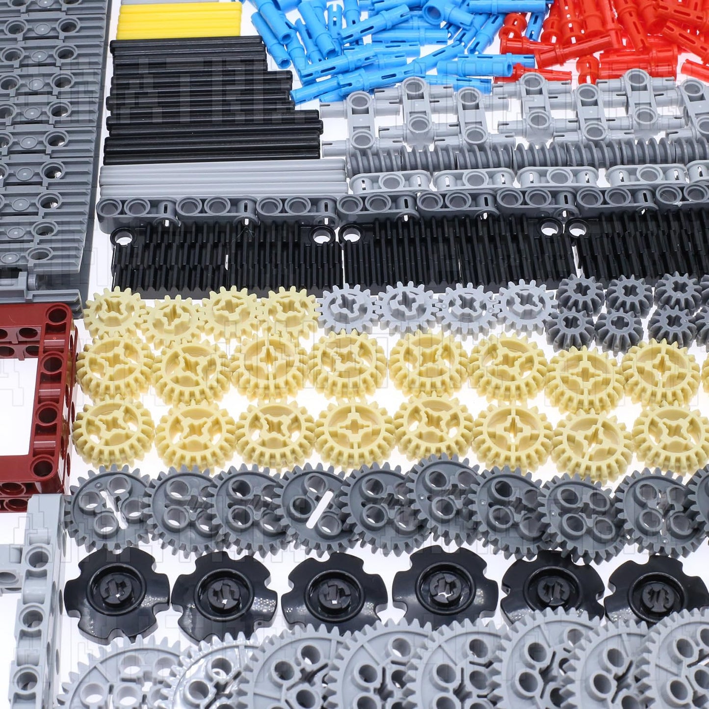Aimatrix 899Pcs Technic Gears And Axles, Car Tracks-Tires With Gears-Pins-Shock Absorbers - Differentials,Compatible With Mainst