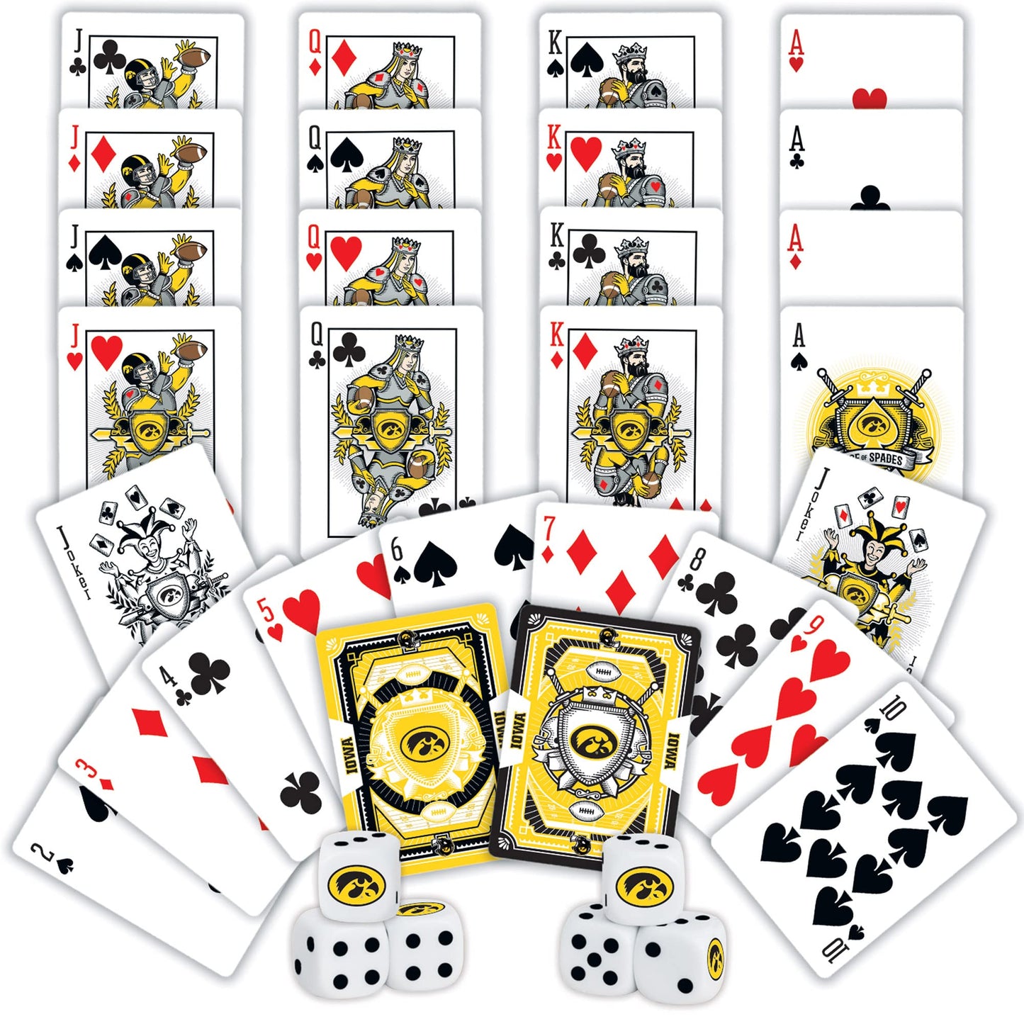 Masterpieces Game Day - NCAA Iowa Hawkeyes 2-Pack Playing Cards & Dice Pack - Officially Licensed Set for mature-themeds and Family
