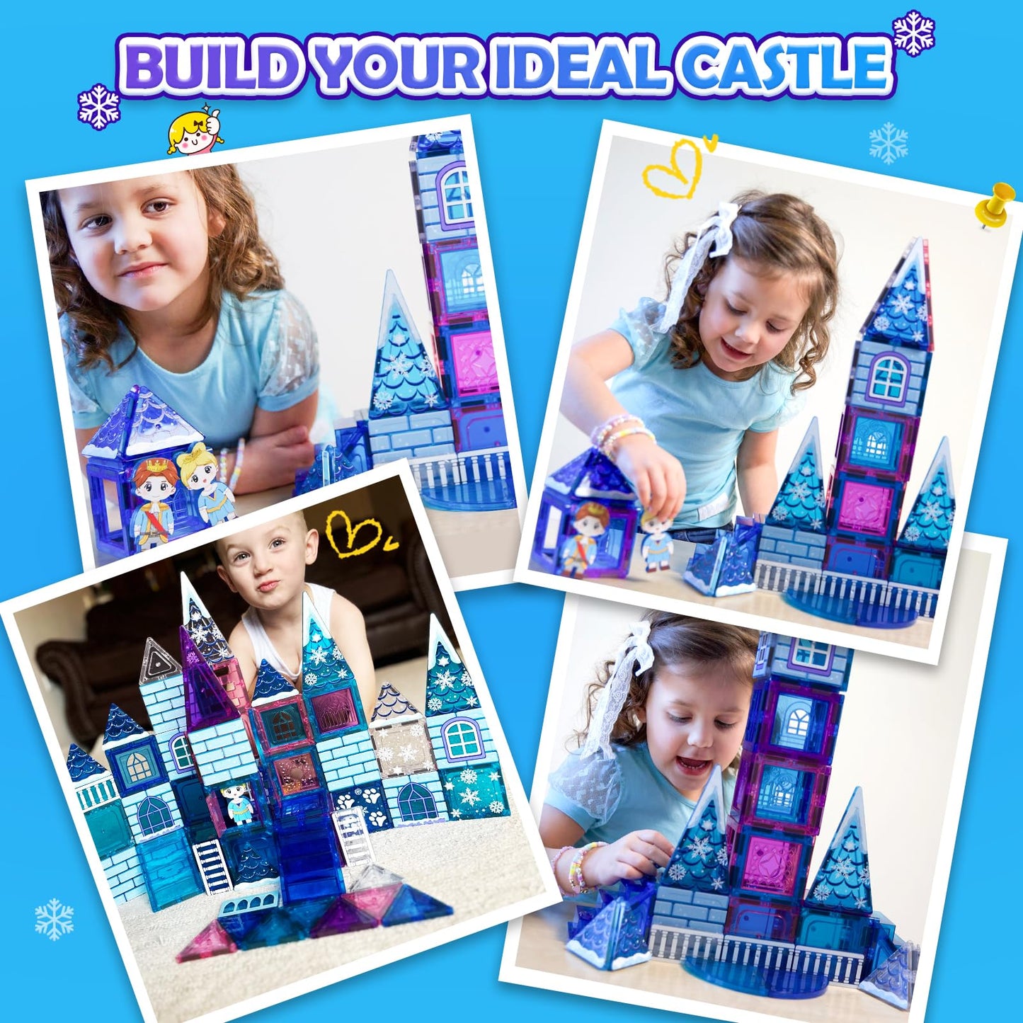 Magnetic Tiles 102pcs Princess Kids Toys Magnetic Building Blocks 3 4 5 6 7 8 Year Old Girl Gifts Girls Toys Age 4-5 6-8 9-12