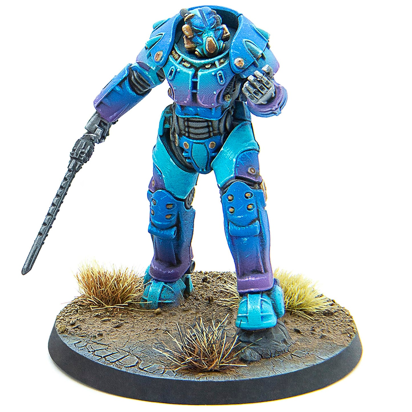 Modiphius Entertainment: Fallout: Wasteland Warfare - Unaligned: X-01 Power protective covering - 3 Figures  Unpainted Miniatures  Scenic Bases  Tabletop Miniatures