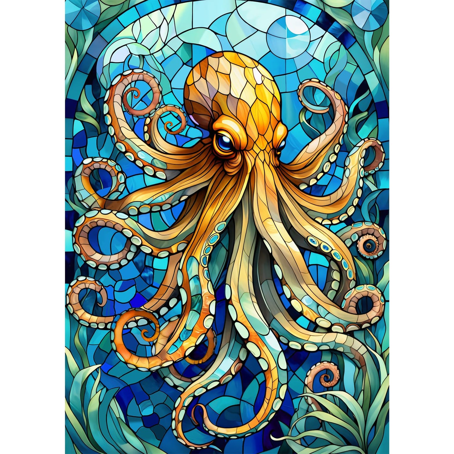 Sutinban Stained Glass Octopus Puzzle 1000 Pieces  1000 Piece Puzzle for mature-themeds  Coolest mature-themed Jigsaw Puzzle for Sea Creatures Lovers  Great Gift for Family  27.5?x19.7?
