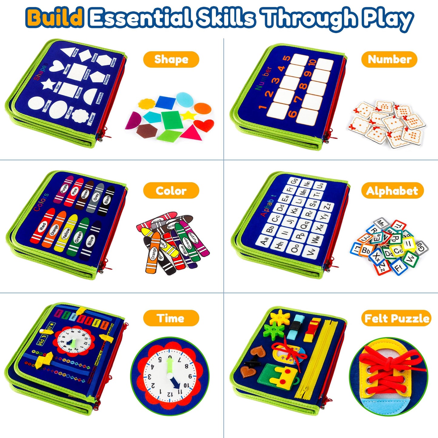 Toddler Busy Board Montessori Toys For 1 2 3 4 Year Old Boy Girl Birthday Gift, Sensory Toys For Toddlers Age1-3, Toddler Travel