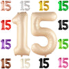 Katchon, Gaint Caramel 15 Balloon Number - 40 Inch | 15 Birthday Balloon Decor | 15Th Birthday Decorations For Party | Creme Number 15 Balloon | 15 Year Old Balloon For 15Th Birthday Party Supplies