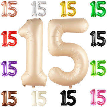 Katchon, Gaint Caramel 15 Balloon Number - 40 Inch | 15 Birthday Balloon Decor | 15Th Birthday Decorations For Party | Creme Number 15 Balloon | 15 Year Old Balloon For 15Th Birthday Party Supplies