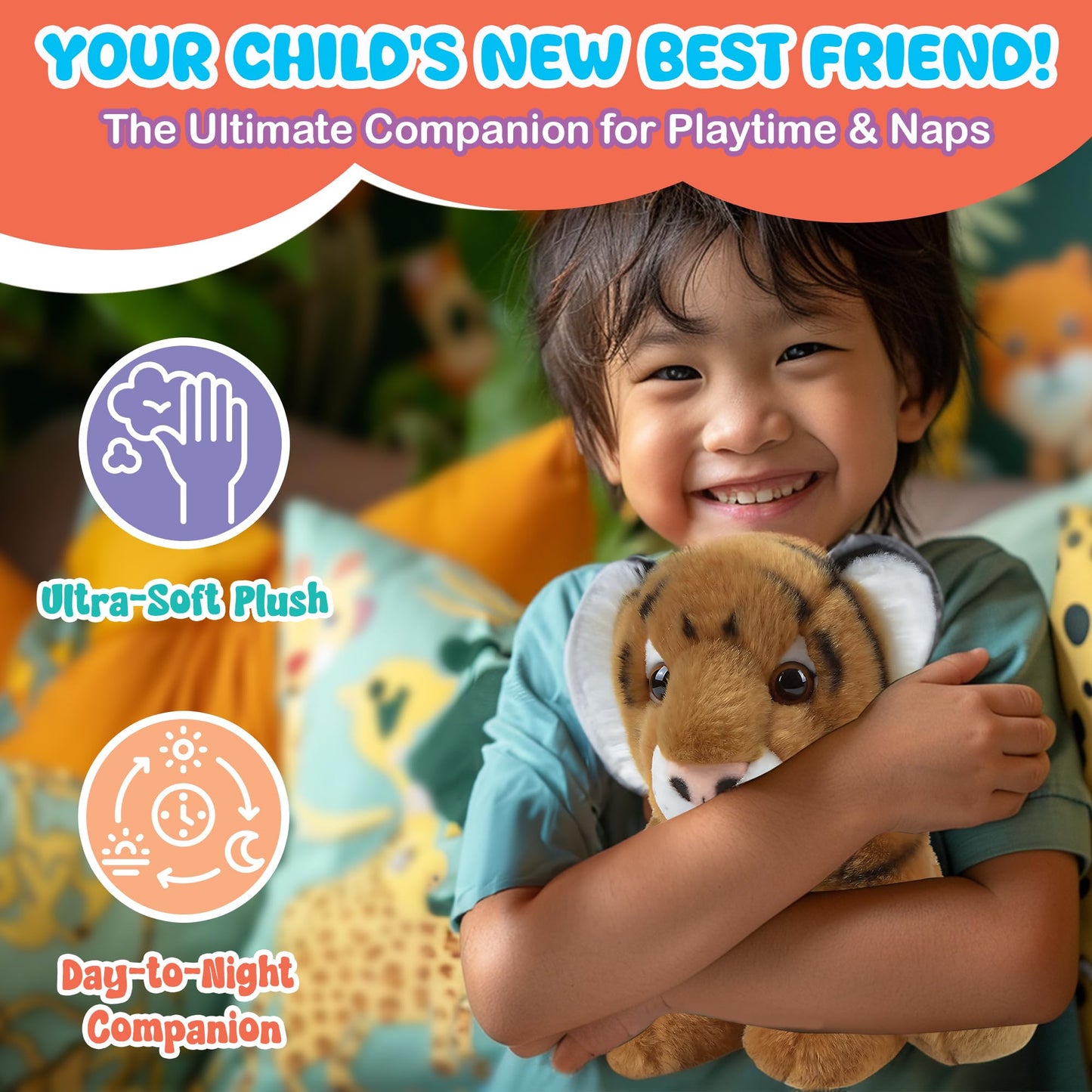 Forest & Twelfth 12'' Stuffed Tiger Plush, Heirloom Collection Stuffed Animal, Premium Materials, Best Gift For Kids Age 3+, Nur