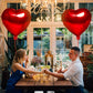 Red Heart Balloons- 4Pcs 32Inch Foil Heart Balloon, Valentine Day Balloons, Room Decorations Kit Party Props Decor Love Balloons Red Valentines Day Heart Balloons