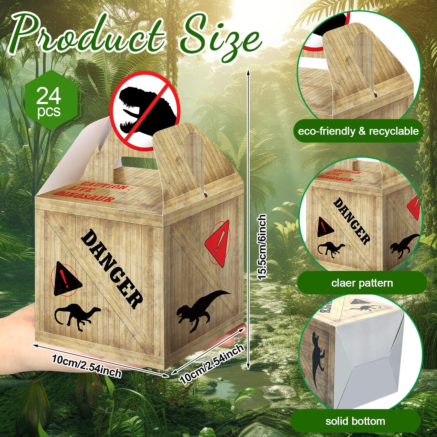 Bucherry 24 Pcs Dinosaur Treat Boxes - Dino Party Favor Gift Containers for Birthday and Baby Shower Decorations