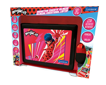 Lexibook Miraculous - Educational And Bilingual Laptop English/Spanish - Toy For Child Kid (Boys & Girls) 124 Activities, Learn Play Games And Music With Ladybug - Red/Black Jc598Mii2