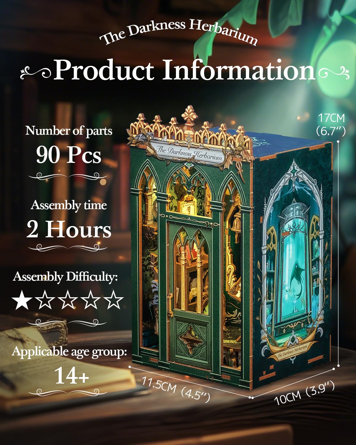 CUTEBEE Book Nook Kit  DIY Miniature House Kits for mature-themed and Teens  Dollhouse Mini Booknook Magic House Bookshelf  DIY Craft Gifts for Family and Friends(The Darkness Herbarium)