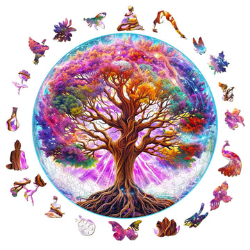 Wooden Puzzles For Adults - Dreamy Tree Of Life Wooden Puzzle, Unique Shape Wooden Jigsaw Puzzles For Adults, Wood Puzzles Adult