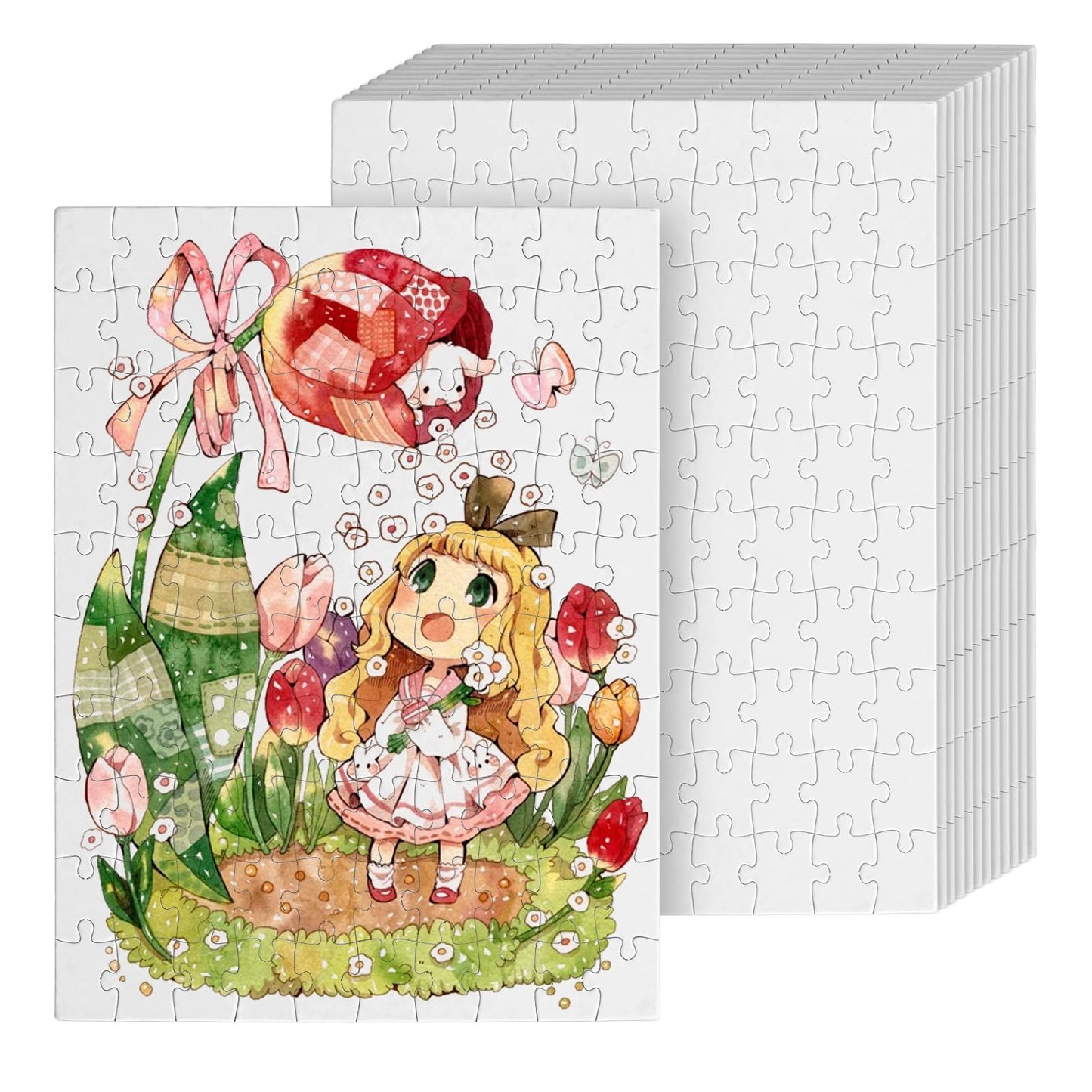 Maitys 12 Pack Blank Puzzles to Draw on Color Your Own Puzzle Pieces for DIY Activities, Arts & Crafts or Party Favors (100 Piec