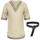 Kids Medieval Costume Boys Viking Tunic Knight Warrior Renaissance Shirts With Belt 4-6T Beige