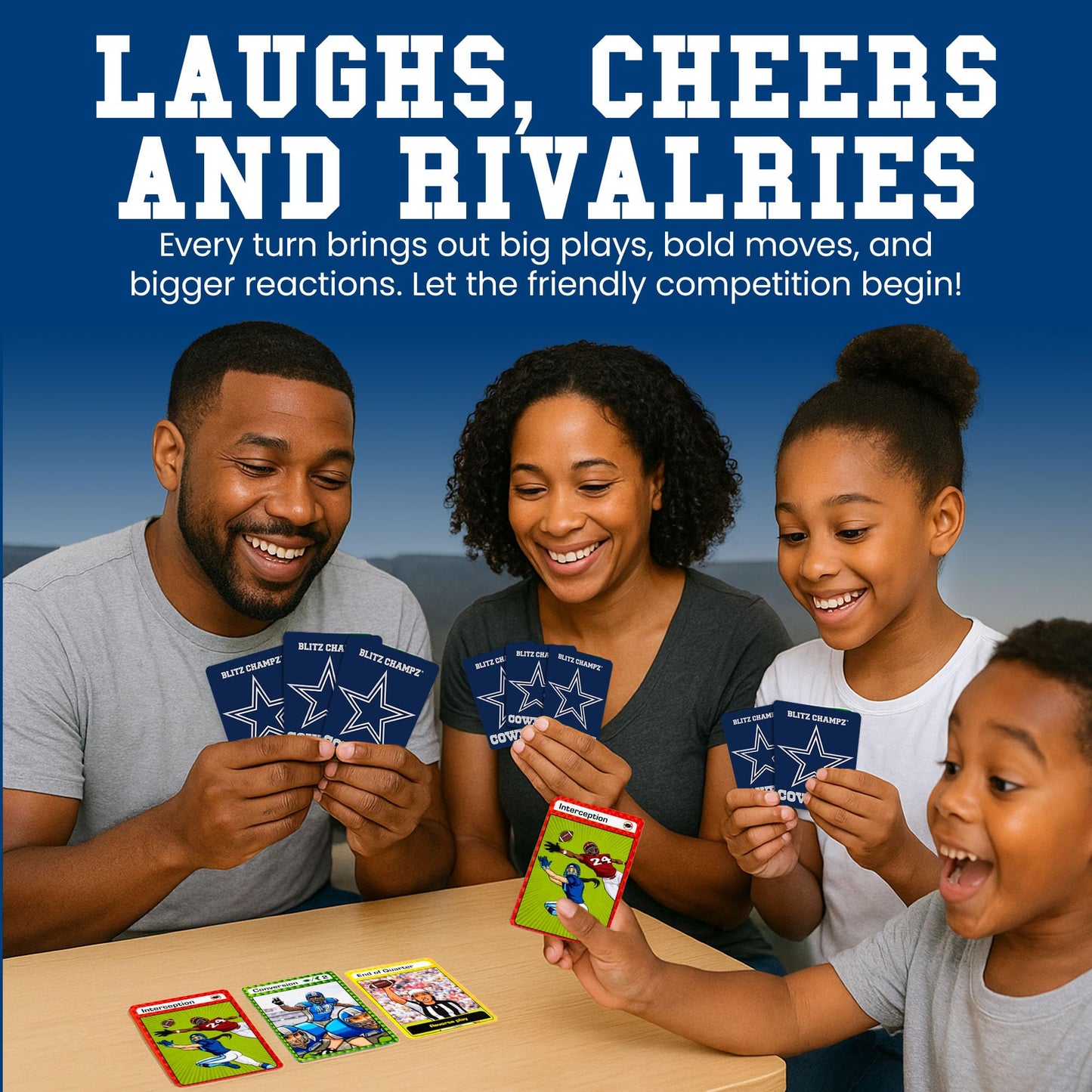 Blitz Champz NFL Dallas Cowboys Playing Cards - Fun Paper Card Games for Adults & Kids, Ideal for Camping & Game Night