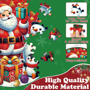 Christmas Floor Puzzles For Kids Age 3-8, 70Pcs Giant Christmas Jigsaw Puzzles With Santa Claus And His Friends Educational Stocking Stuffers For Kids Girl Boys 4 5 6 7 8