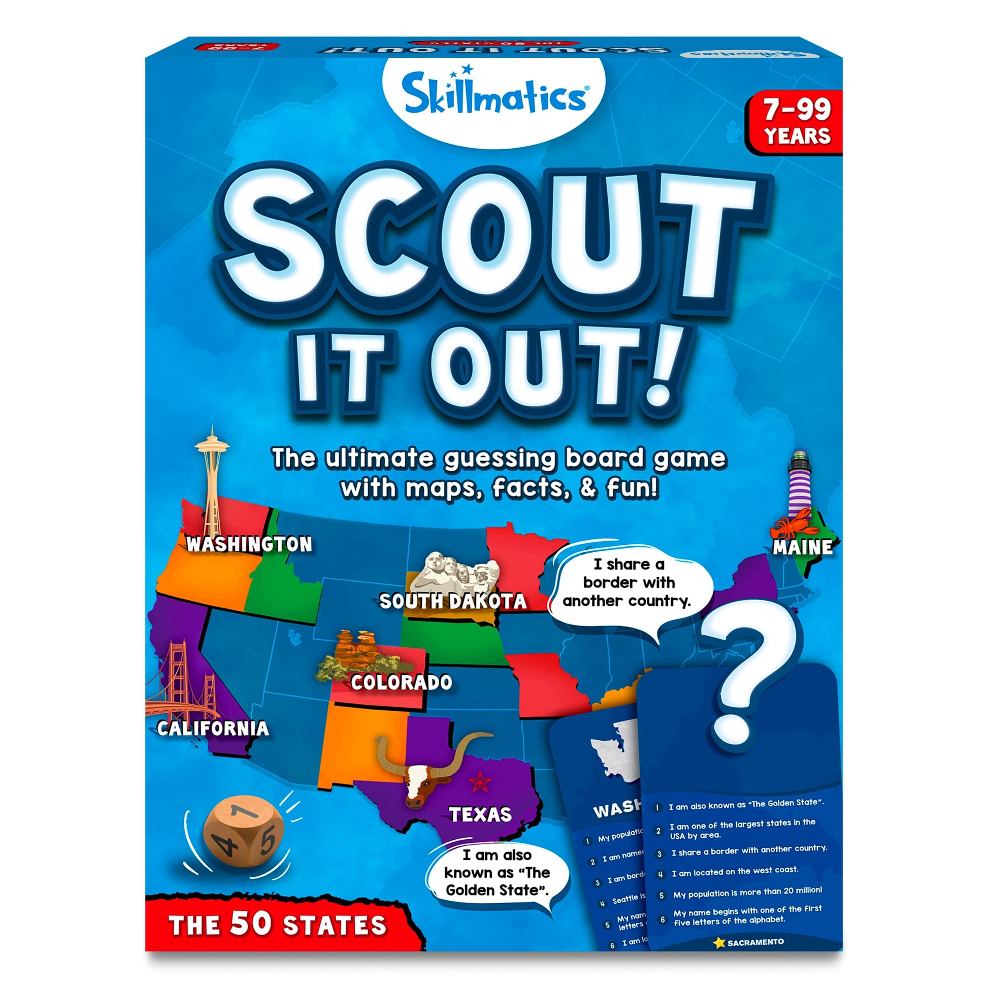 Skillmatics Board Game - Scout It Out 50 States, Guessing & Trivia Game For Families, Educational Toys, Card Games For Kids, Tee