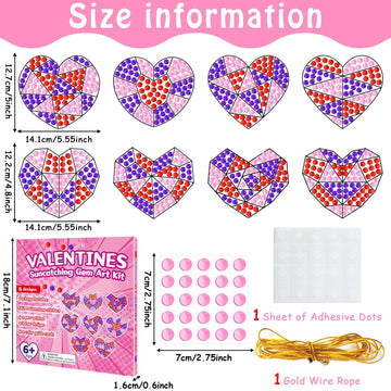 Qyeahkj 8 Pcs Valentines Day Arts Crafts Kit DIY Heart Gems Diamond Suncatcher Crafts for Kids Valentines Gemstones Painting Gi