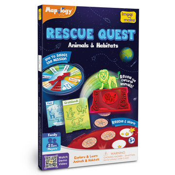 Imagimake Rescue Quest-Animals & Habitats | Spin, Discover & Rescue Animals | Educational Toys |Fun Board Games for Friends & Fa
