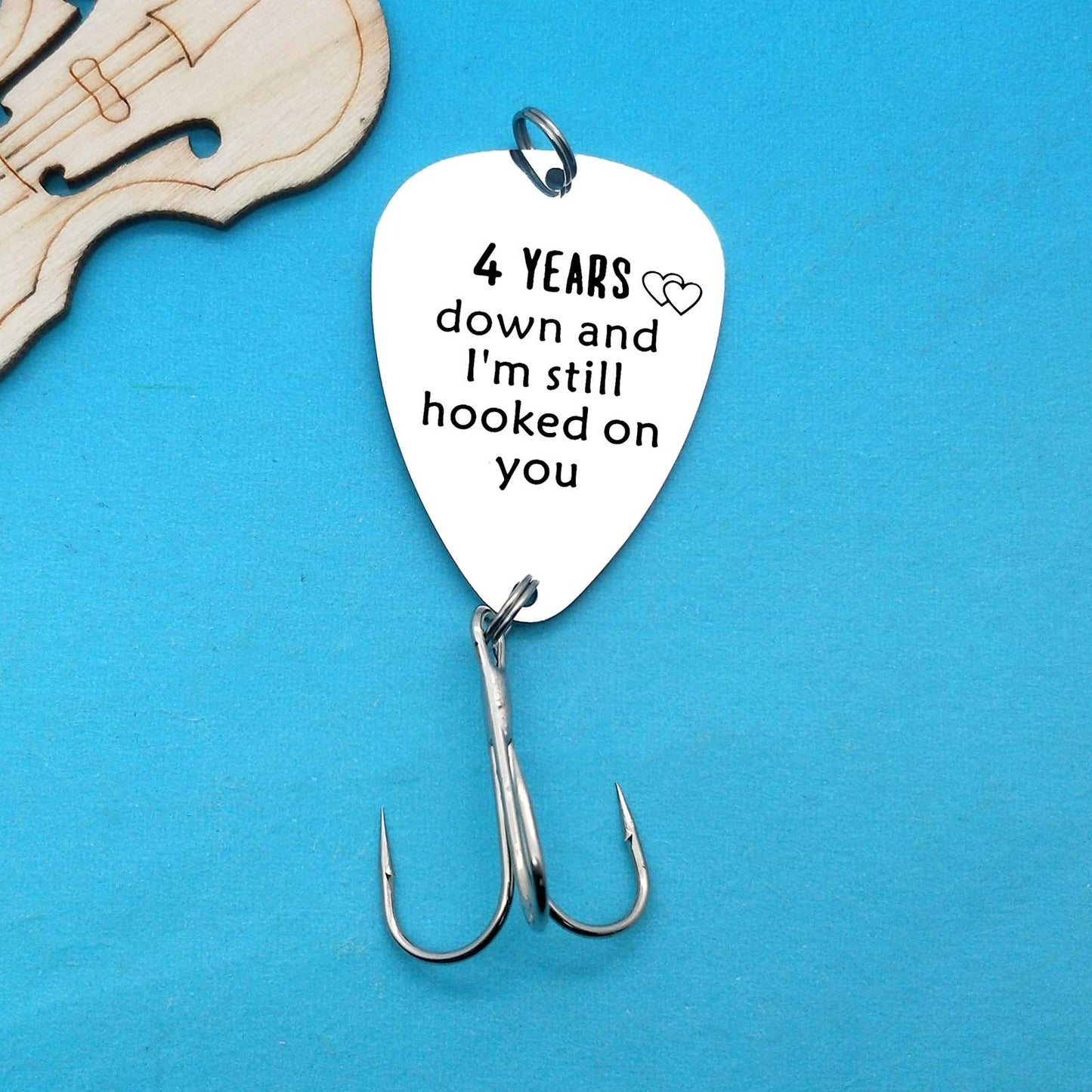 4Th Anniversary Fishing Lure Gifts For Him 4 Years Down And I'M Still Hooked On You 4 Year Anniversary Present For Boyfriend Husband Wedding Anniversary Valentines Day Gift For Men