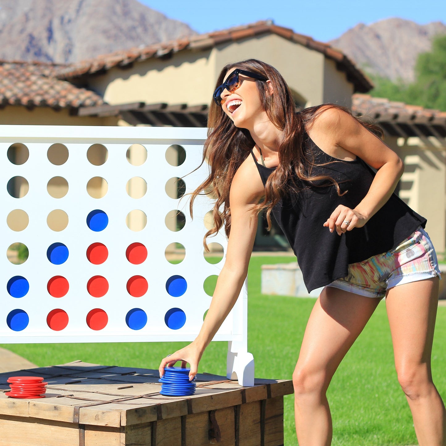 Gosports 3 Foot Width Giant Wooden 4 In A Row Game - Choose Between Classic White Or Dark Stain - Jumbo 4 Connect Family Fun Wit