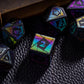 UDIXI Obsidian Dice Set, 7PCS Stone DND Dice with Colorful Pattern, Handmade Polyhedral Dice Set for D&D MTG Dungeons and Dragon