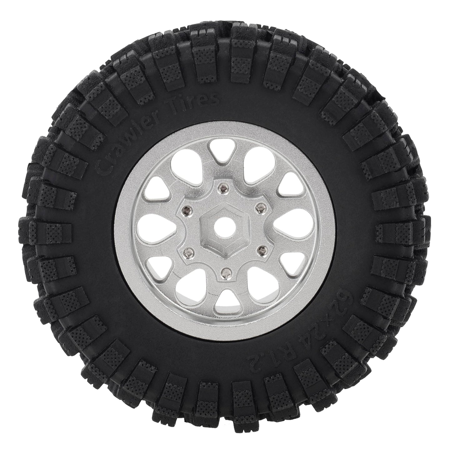 MEUS RACING 1.2 Beadlock Wheels Tires Set Brass Rim for TRX4M SCX24 FCX24 AX24 1/24 1/18 RC Crawler Car, Negative 4mm 42g (Slive