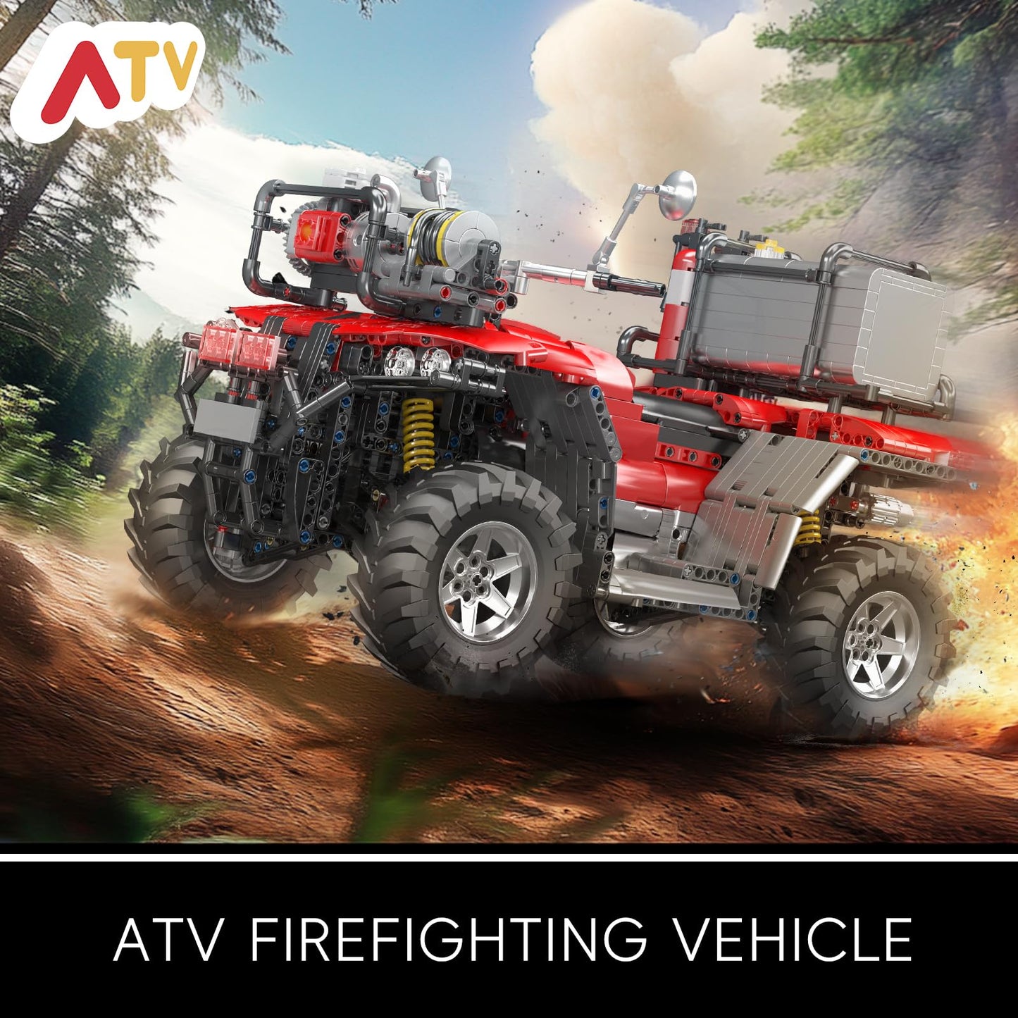 Mould King Fire Truck ATV Building Set  2100+ Pcs RC/APP Control All-Terrain Vehicle Building Blocks Kits That Run with Equipment Model  Collectible Gift for mature-themeds Teens