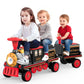 ANPABO Ride On Train Set Trackless, Include 1 Locomotive and 1 Carriage, 12V Kids Car with Height-Adjustable Seat, Extra Storage