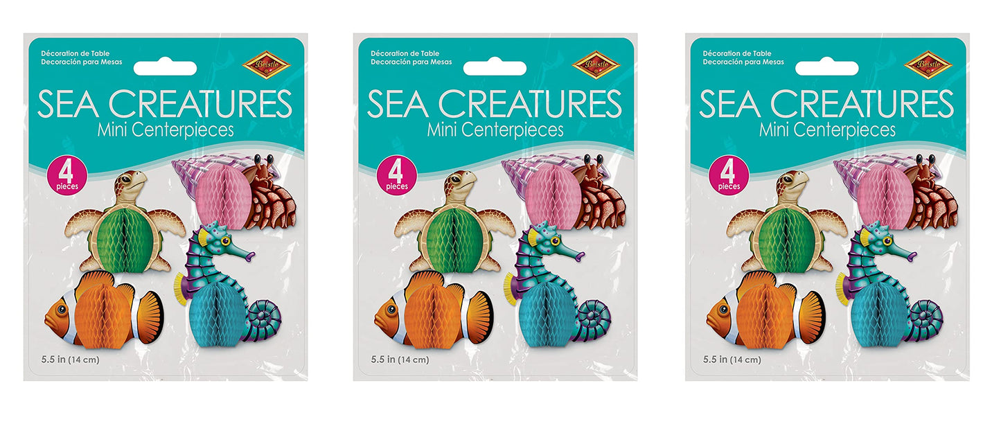 Beistle Sea Creatures Honeycomb Party Decorations - Pack Of 3
