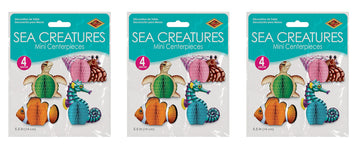 Beistle Sea Creatures Honeycomb Party Decorations - Pack Of 3