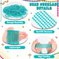 Huskein 12 Pcs Lakeblue Beads Necklaces, 33'' Mardi Gras Beads Bulk, Festival Parade Throws Accessories, Round Costume Necklace