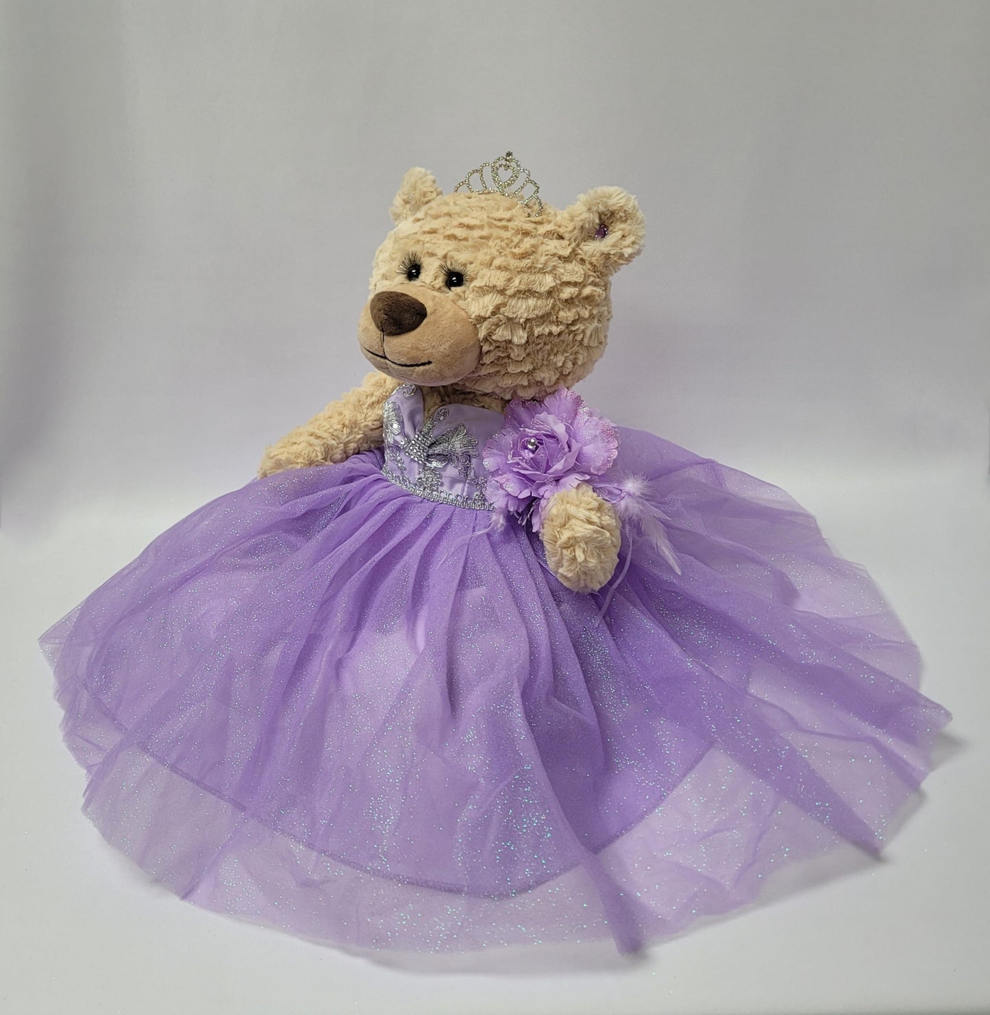 KINNEX COLLECTIONS SINCE 1997 20" Quinceanera Last Doll Teddy Bear, Lavender, Model B16632-5, Polyester Dress Centerpiece