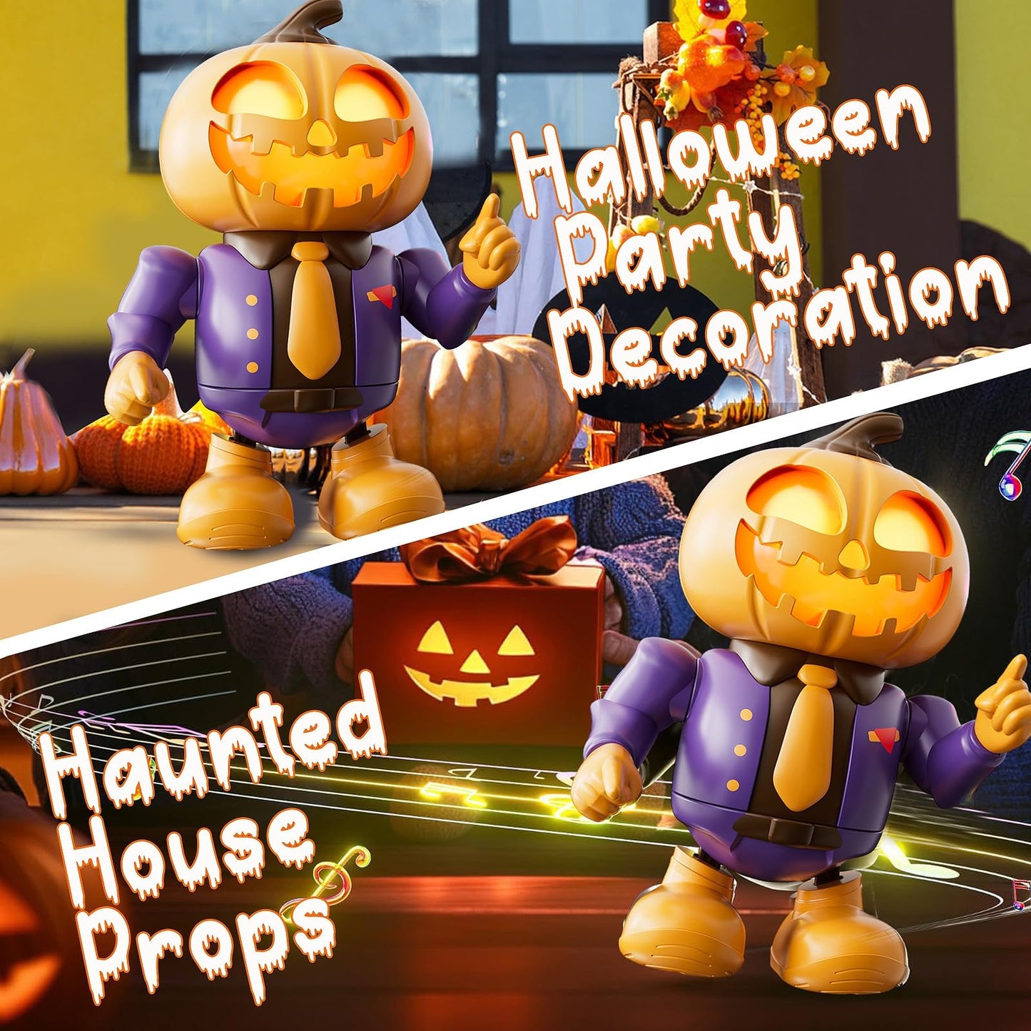 Logth Halloween Themed Toys  Pumpkin Dancing Robot - Plays Spooky Music and Lights Up Eyes  Fun Interactive Sensory Toy for Kids 3-7  Toddler & mature-themed Gifts  Perfect Halloween Party Decoration