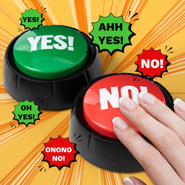 REFARICO Yes No Button - Funny Sound Effects Desk Accessory, Green & Red, Gag Gift for Family & Friends