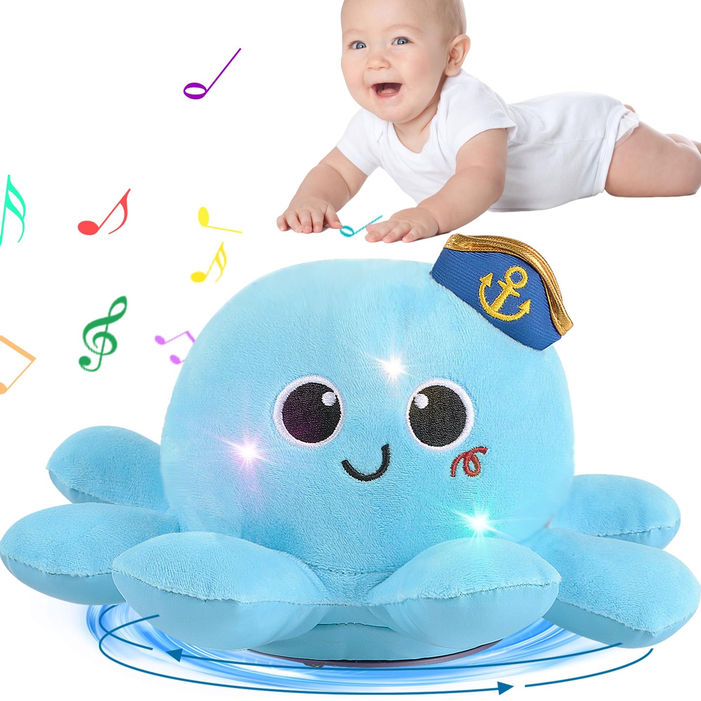 Baby Octopus Crawling Toy - Octopus Toy With Light, Music, Voice Control, And Clap Hands Awake For 2+ Year Old Boys And Girls Cr