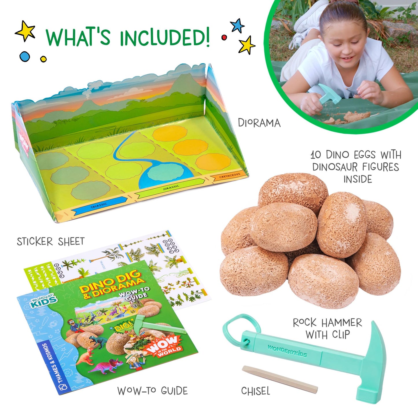 Wow In The World Dino Dig & Diorama | 10 Dig-Out Plaster Dinosaur Eggs, Prehistoric Diy Diorama, Companion Audio Content, Bonus