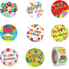 Roranic Adorable Happy Birthday Stickers For Kids Adults, 500Pcs 8 Assorted Designs,Each Round Sticker Measures 1'' In Diameter,