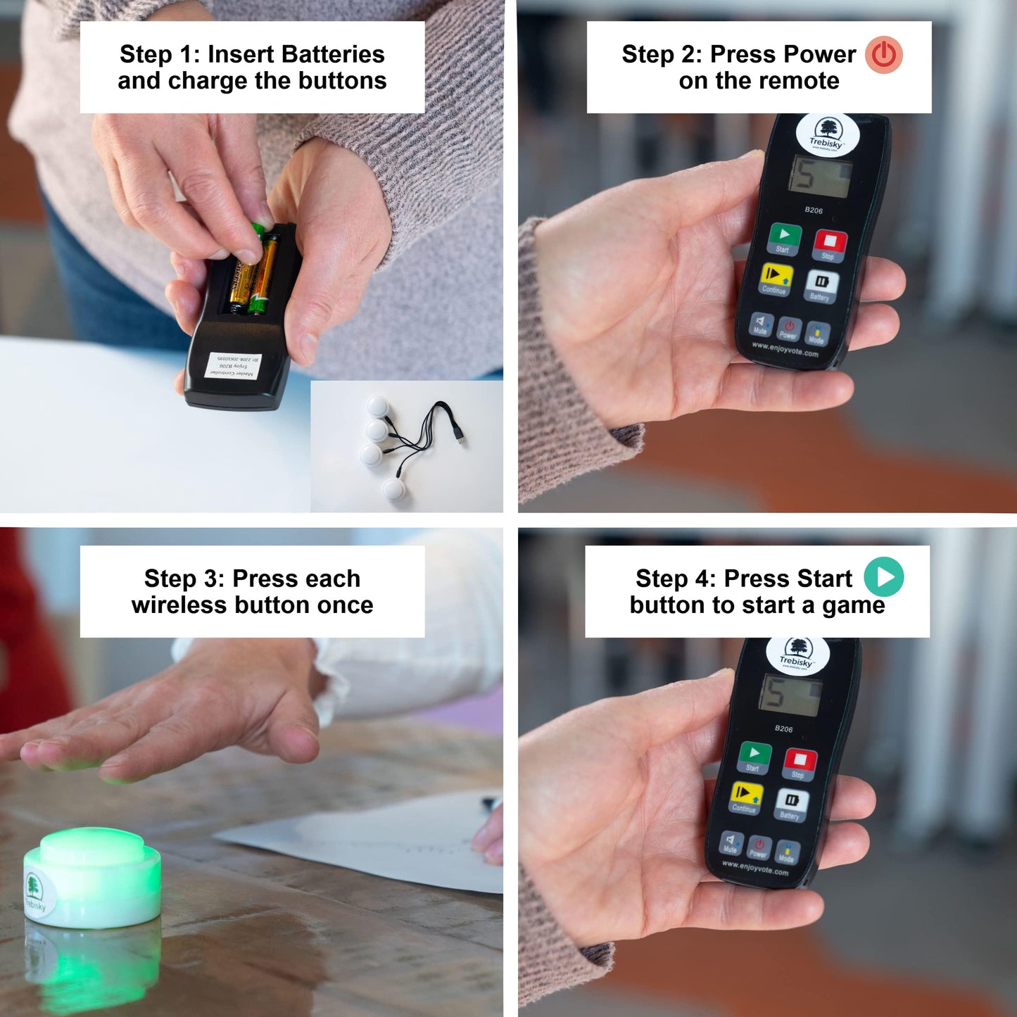 Trebisky Wireless Buzzer System for Game Show, 8 Players, Medium, Plastic, Model B206 - Ideal for Classroom and Trivia Nights