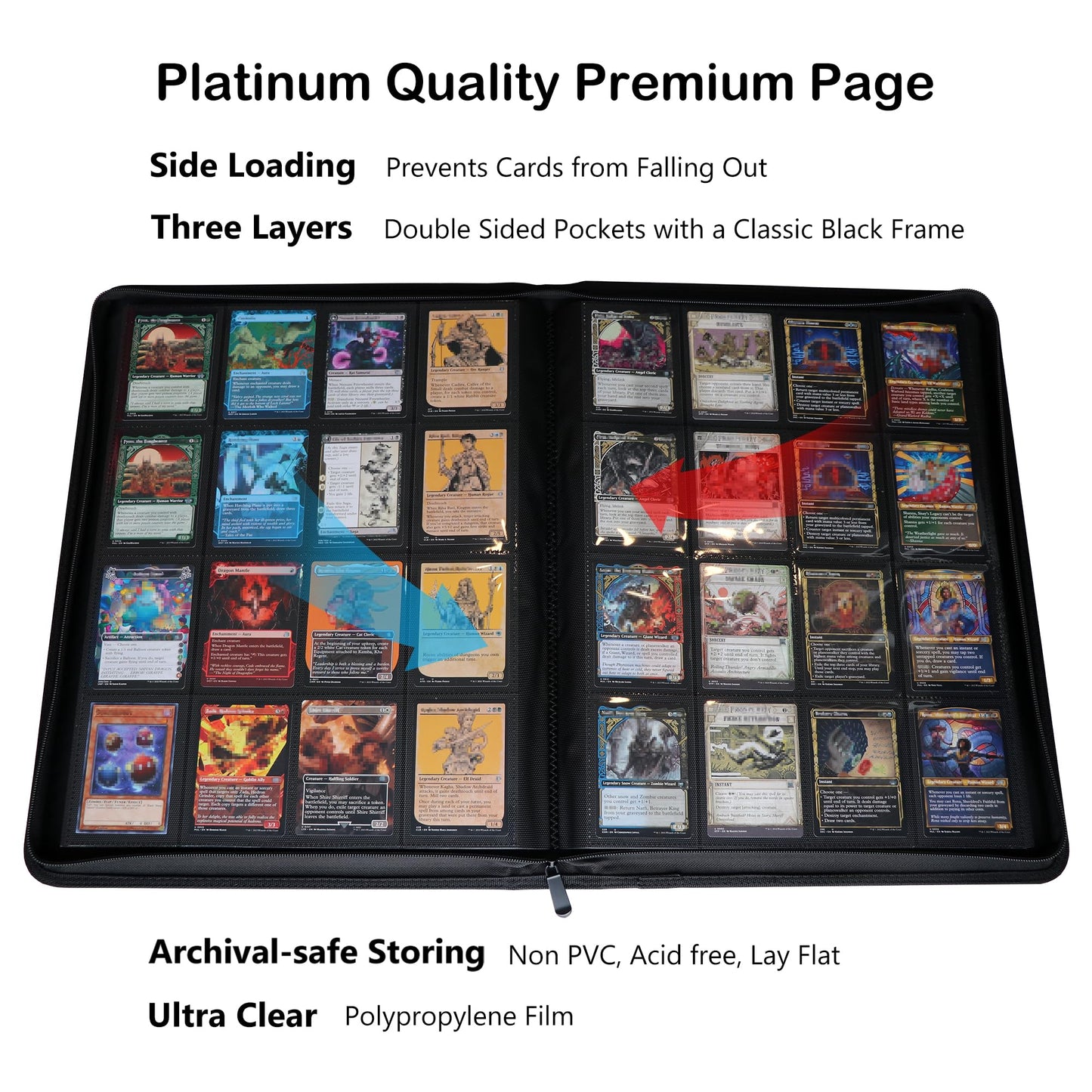 Rayvol enhanced 16-Pocket Card Binder - Fits 1408 Trading Cards  Side Loading Ringless Card Collection Album for TCG -Green