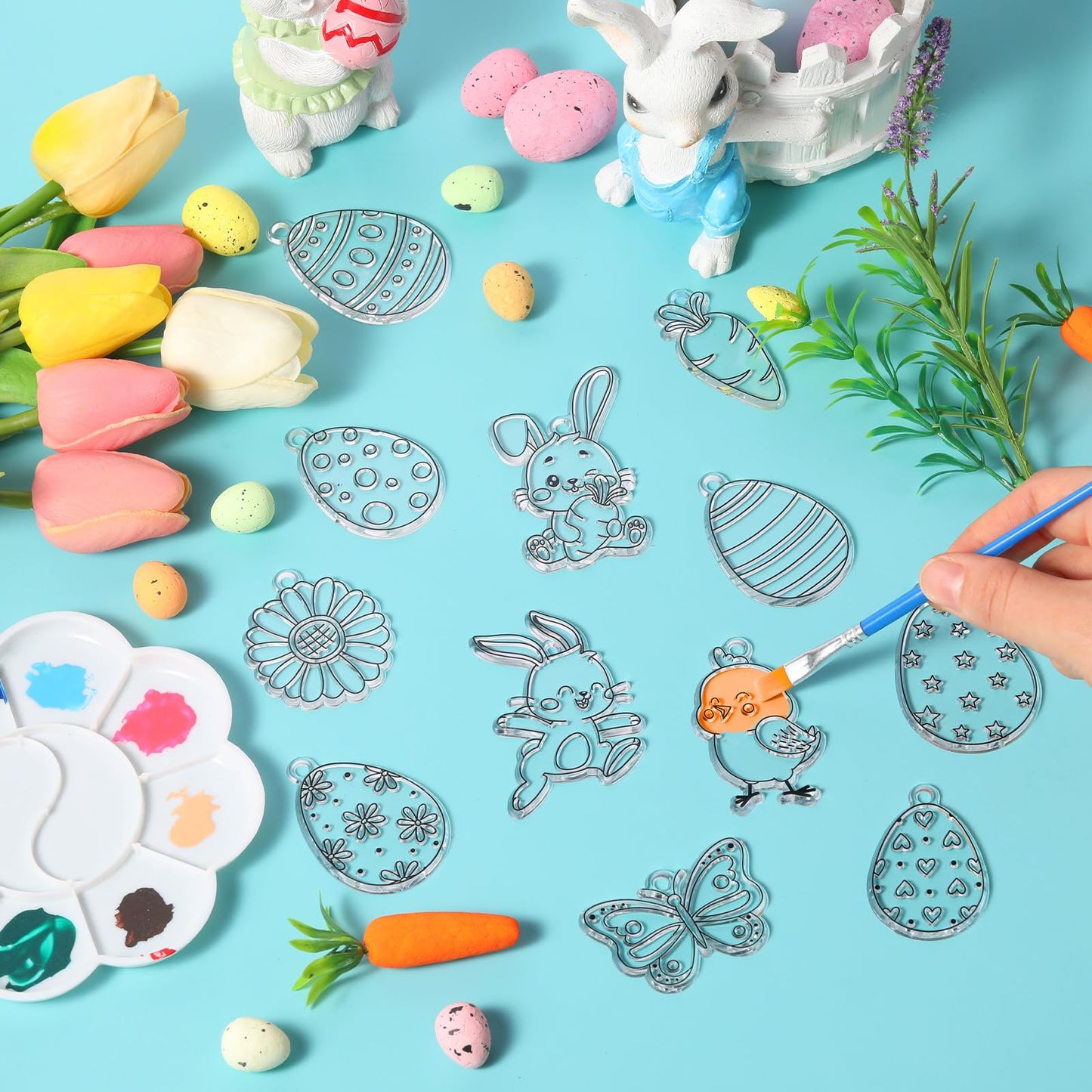 Lewtemi 36 Pcs Easter Window Art Craft Kit Holiday Suncatchers Craft Kits DIY Easter Crafts Make Your Own Suncatcher Paint Sun C