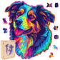 Australian Shepherd Dogs Wooden Puzzle Stained Colorful (9.7 * 11.2In-200Pcs) Art Painting Wooden Puzzle For Kids Adults, Birthd